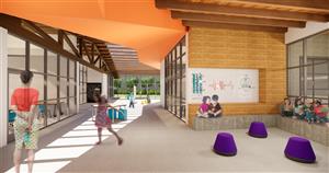 Classroom learning hallway rendering 
